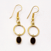 Black Onyx Cab Earring M - JBE999 Newest Collection Oval Shape Gemstone With 18ct Gold Plating Dangle Earring